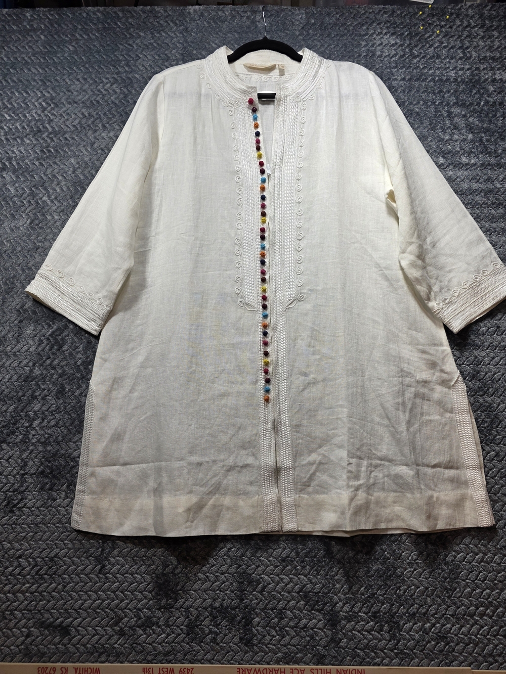 Soft Surroundings Cream Embroidered Blouse with Delicate Trim